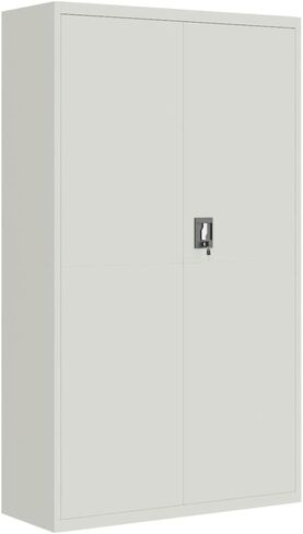 File Cabinet Light Grey Powder-Coated Steel Extra Wide, Filing Cabinets, 339769 in Saudi Arabia