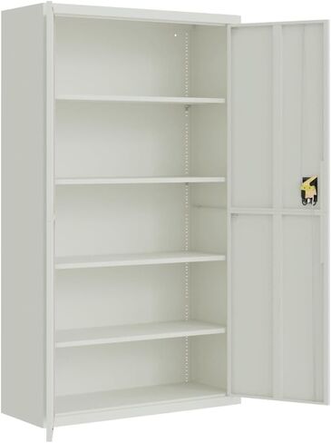 File Cabinet Light Grey Powder-Coated Steel Extra Wide, Filing Cabinets, 339769 in Saudi Arabia