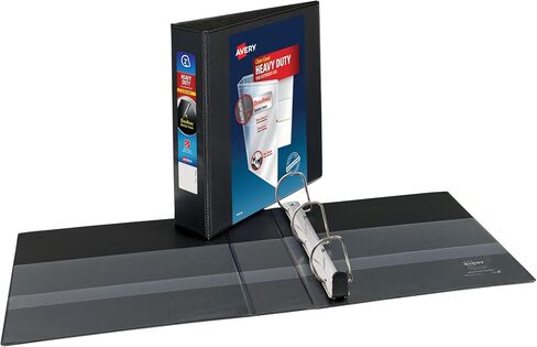 Avery Heavy-Duty View 3 Ring Binder ، 2 "حلقات مائلة لمسة واحدة ، تحتوي على ورقة 8.5" × 11 "، و 4 مولدات سوداء (79872) in Saudi Arabia