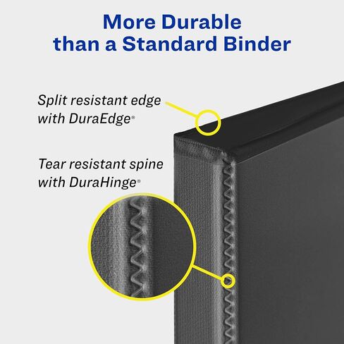 Avery Heavy-Duty View 3 Ring Binder ، 2 "حلقات مائلة لمسة واحدة ، تحتوي على ورقة 8.5" × 11 "، و 4 مولدات سوداء (79872) in Saudi Arabia