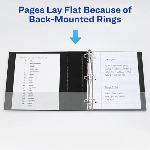 Avery Heavy-Duty View 3 Ring Binder ، 2 "حلقات مائلة لمسة واحدة ، تحتوي على ورقة 8.5" × 11 "، و 4 مولدات سوداء (79872) in Saudi Arabia
