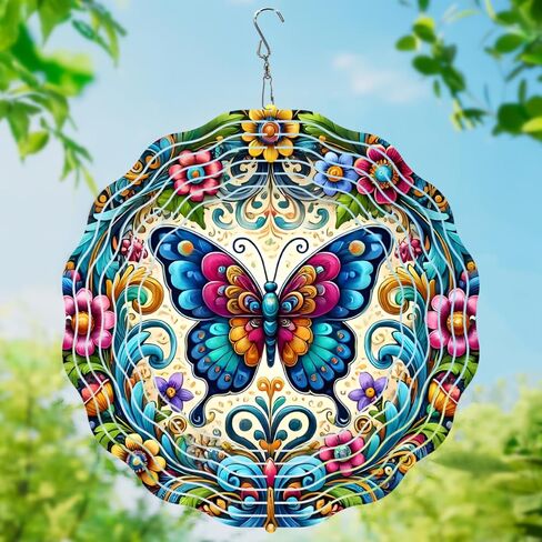 3D Hanging Wind Spinner Butterfly/Hummingbird, 10 Inch Stainless Steel Wind Spinners Outdoor Clearance, Garden Spinner for Outside Patio Yard Home Christmas Decor (Butterfly 01) in Saudi Arabia