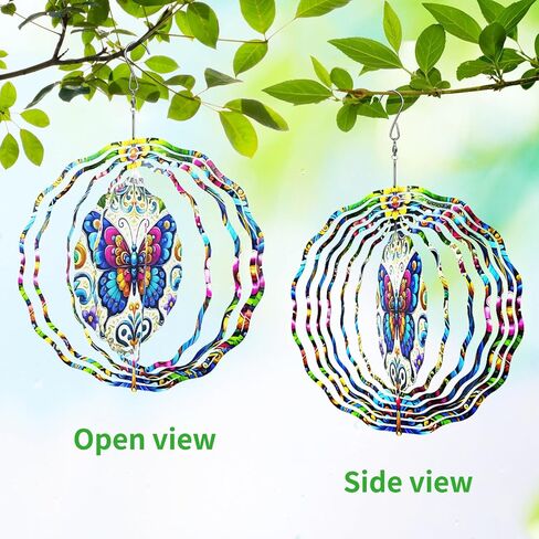 3D Hanging Wind Spinner Butterfly/Hummingbird, 10 Inch Stainless Steel Wind Spinners Outdoor Clearance, Garden Spinner for Outside Patio Yard Home Christmas Decor (Butterfly 01) in Saudi Arabia