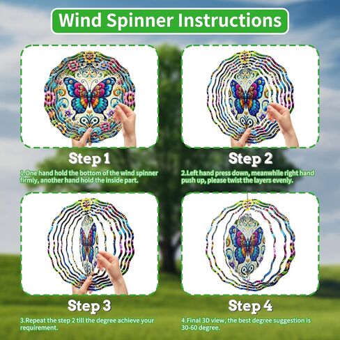 3D Hanging Wind Spinner Butterfly/Hummingbird, 10 Inch Stainless Steel Wind Spinners Outdoor Clearance, Garden Spinner for Outside Patio Yard Home Christmas Decor (Butterfly 01) in Saudi Arabia