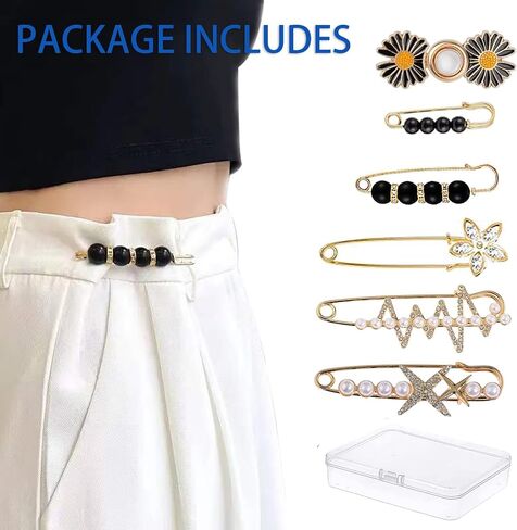 Pant Waist Tightener for Women : Jean Clips to Tighten Waist for Pants - Decorative Jean Buttons Pins for Clothing Dresses Skirts 16pcs and A Box, Golden in Saudi Arabia