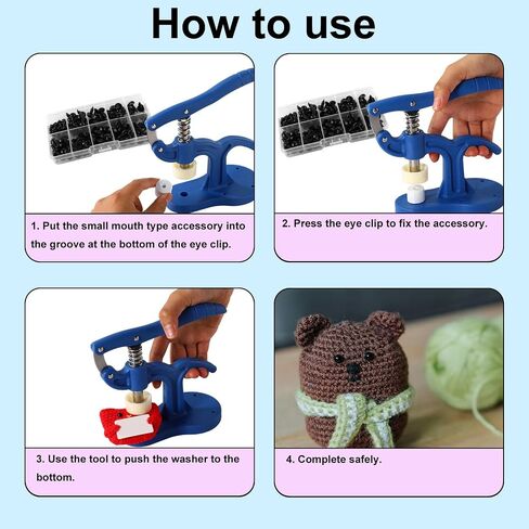 أداة كبيرة للسلامة للعيون Amigurumi Crochet والحيوانات المحشو ، 5-45 مم العيون العيون أداة مساعدة مع محولات احترافية لإنشاء عيون سلامة كبيرة كبيرة (الأزرق) in Saudi Arabia