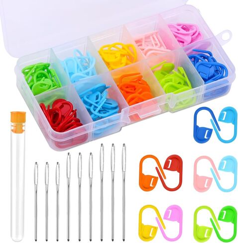 علامات غرزة Mayboos 120pcs للحياكة والكروشيه ، علامات غرزة الكروشيه البلاستيكية قفل المقاطع مع 12 لونا خفيفة الوزن وخالية in Kuwait