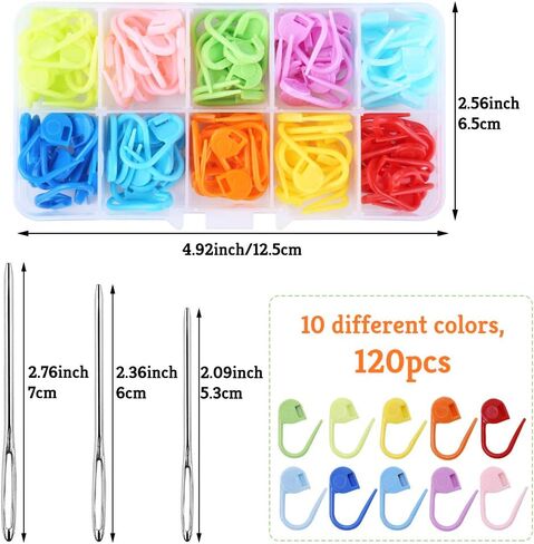 علامات غرزة Mayboos 120pcs للحياكة والكروشيه ، علامات غرزة الكروشيه البلاستيكية قفل المقاطع مع 12 لونا خفيفة الوزن وخالية in Kuwait