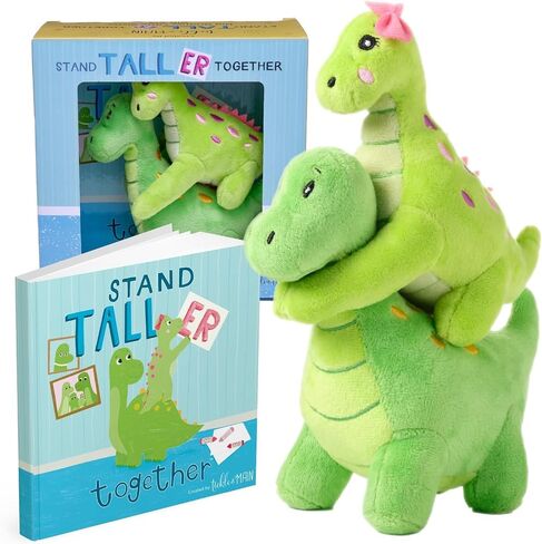 Tickle & Main Big Brother Gift Dinosaur Stuffed Animal Set - 3-Piece, Green, Ages 2+ - Sibling Matching Plush Dinosaurs with Stand Taller Together Book - Sibling Gifts in Saudi Arabia