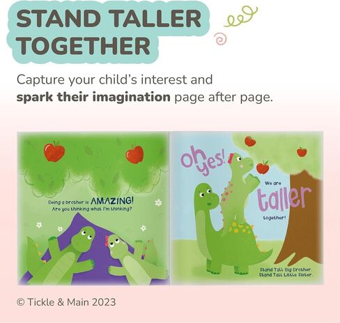 Tickle & Main Big Brother Gift Dinosaur Stuffed Animal Set - 3-Piece, Green, Ages 2+ - Sibling Matching Plush Dinosaurs with Stand Taller Together Book - Sibling Gifts in Saudi Arabia