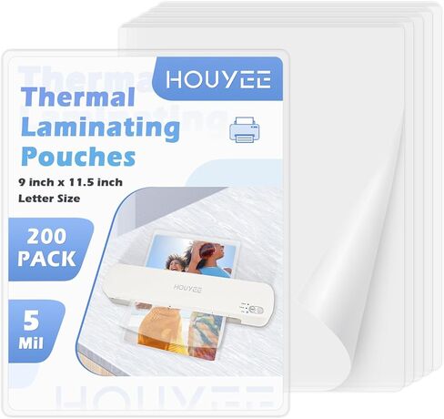 Houyee 5 MIL أكياس ترميح حرارية 200 حزمة ، عقد 8.5 × 11 بوصة ، صفائح التصفيح الواضحة للغاية ، 9 × 11.5 بوصة صفائح للصفائح ، لحجم الرسالة والمكاتب واللوازم المدرسية in Kuwait
