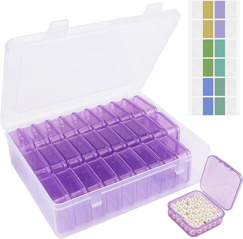 Cosics Bead Storage Containers, Clear Plastic Bead Organizer Case with Hinged Lid and Labels, Mini Craft Storage Box for Small Projects, Jewelry Kit, DIY Craft Supply, Stickers, False Nails, Green in Kuwait