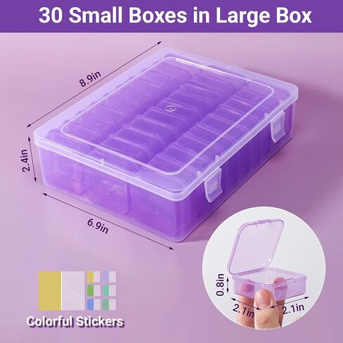Cosics Bead Storage Containers, Plastic Bead Organizer Case with 30 Small Storage Case for Small Projects, Jewelry Kit, DIY Craft Supply, Stickers, False Nails, Hardware, Seeds, Pink in Saudi Arabia
