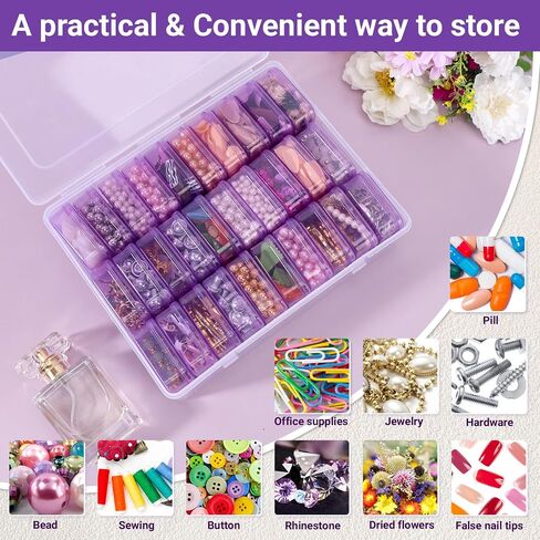 Cosics Bead Storage Containers, Plastic Bead Organizer Case with 30 Small Storage Case for Small Projects, Jewelry Kit, DIY Craft Supply, Stickers, False Nails, Hardware, Seeds, Pink in Saudi Arabia