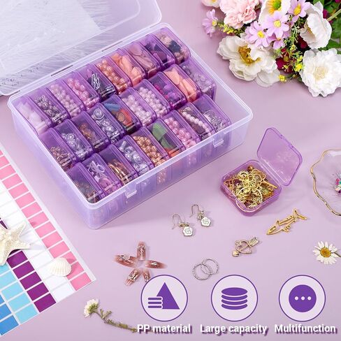 Cosics Bead Storage Containers, Plastic Bead Organizer Case with 30 Small Storage Case for Small Projects, Jewelry Kit, DIY Craft Supply, Stickers, False Nails, Hardware, Seeds, Pink in Saudi Arabia