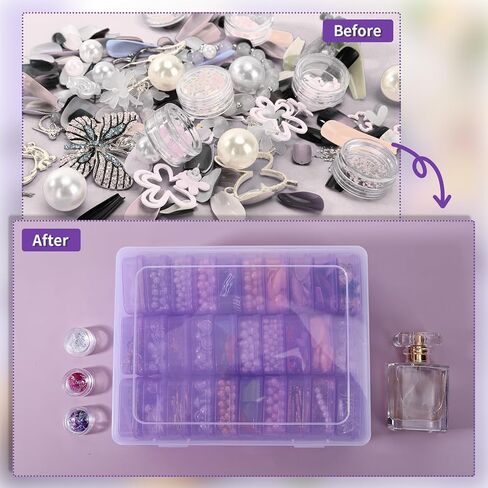 Cosics Bead Storage Containers, Plastic Bead Organizer Case with 30 Small Storage Case for Small Projects, Jewelry Kit, DIY Craft Supply, Stickers, False Nails, Hardware, Seeds, Pink in Saudi Arabia