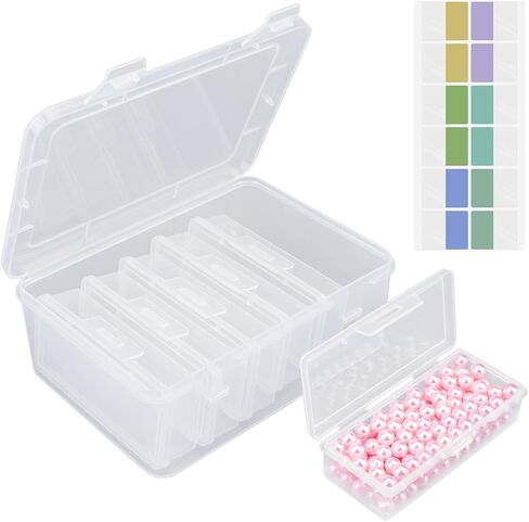 Cosics Bead Storage Containers, Clear Plastic Bead Organizer Case with Hinged Lid and Labels, Mini Craft Storage Box for Small Projects, Jewelry Kit, DIY Craft Supply, Stickers, False Nails, Green in Kuwait