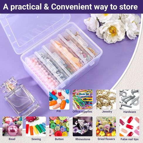 Cosics Bead Storage Containers, Clear Plastic Bead Organizer Case with Hinged Lid and Labels, Mini Craft Storage Box for Small Projects, Jewelry Kit, DIY Craft Supply, Stickers, False Nails, Green in Kuwait