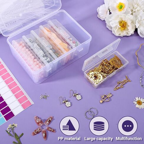 Cosics Bead Storage Containers, Clear Plastic Bead Organizer Case with Hinged Lid and Labels, Mini Craft Storage Box for Small Projects, Jewelry Kit, DIY Craft Supply, Stickers, False Nails, Green in Kuwait