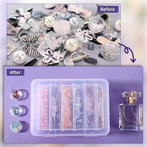 Cosics Bead Storage Containers, Clear Plastic Bead Organizer Case with Hinged Lid and Labels, Mini Craft Storage Box for Small Projects, Jewelry Kit, DIY Craft Supply, Stickers, False Nails, Green in Kuwait