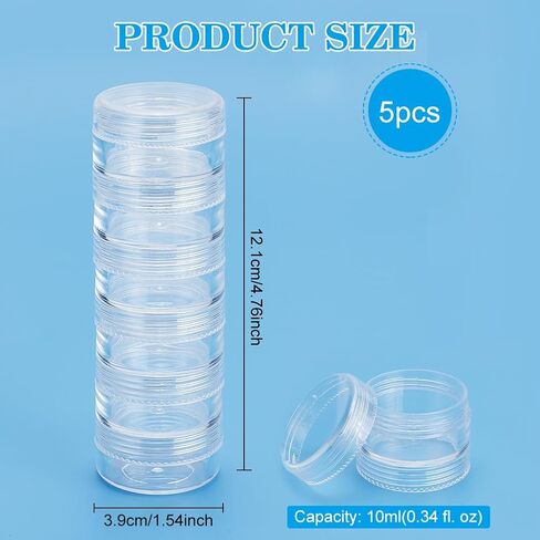 Benecreat 10g/10ml قابلة للتكديس حاويات بلاستيكية 5 عمود (6 طبقة/عمود) الجرار تخزين الخرز لتدريبات الماس ، تلميحات فن الأظافر ، حبات البذور in Kuwait