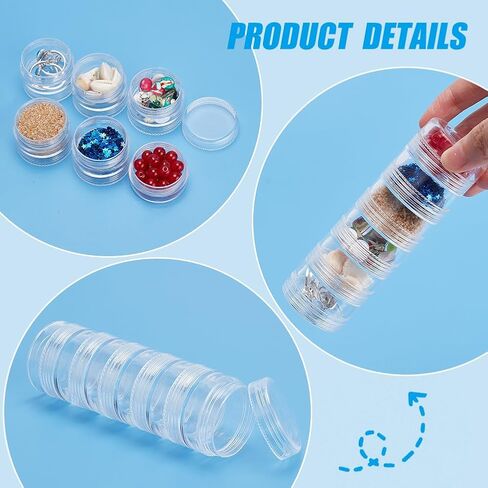 Benecreat 10g/10ml قابلة للتكديس حاويات بلاستيكية 5 عمود (6 طبقة/عمود) الجرار تخزين الخرز لتدريبات الماس ، تلميحات فن الأظافر ، حبات البذور in Kuwait