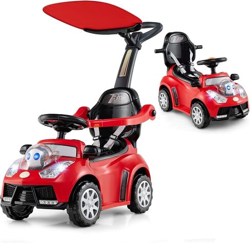 Honey Joy Ride On Push Car للأطفال الصغار ، وركوب السمة الغريبة على سيارة منزلق السيارة مع عجلة القيادة ، والموسيقى والأضواء ، تحت تخزين المقعد ، لا بطاريات ، ركوب الأطفال على الألعاب والبنات (الوردي) in Saudi Arabia