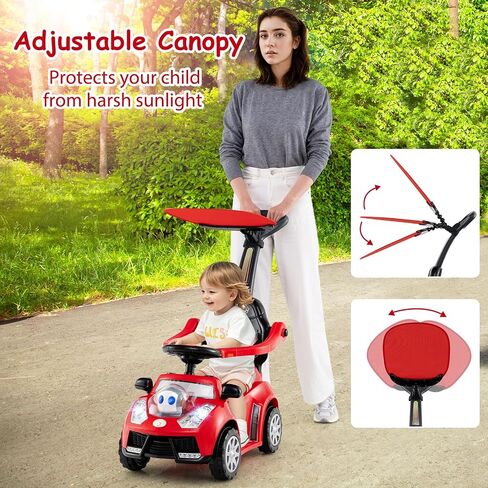 Honey Joy Ride On Push Car للأطفال الصغار ، وركوب السمة الغريبة على سيارة منزلق السيارة مع عجلة القيادة ، والموسيقى والأضواء ، تحت تخزين المقعد ، لا بطاريات ، ركوب الأطفال على الألعاب والبنات (الوردي) in Saudi Arabia