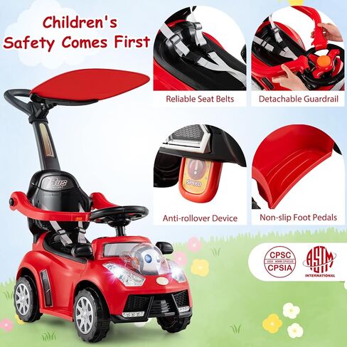 Honey Joy Ride On Push Car للأطفال الصغار ، وركوب السمة الغريبة على سيارة منزلق السيارة مع عجلة القيادة ، والموسيقى والأضواء ، تحت تخزين المقعد ، لا بطاريات ، ركوب الأطفال على الألعاب والبنات (الوردي) in Saudi Arabia