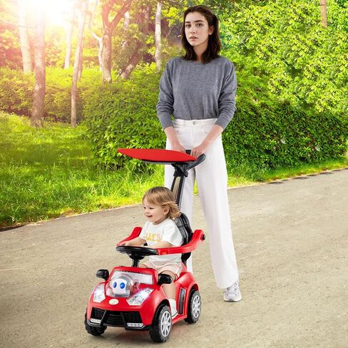 Honey Joy Ride On Push Car للأطفال الصغار ، وركوب السمة الغريبة على سيارة منزلق السيارة مع عجلة القيادة ، والموسيقى والأضواء ، تحت تخزين المقعد ، لا بطاريات ، ركوب الأطفال على الألعاب والبنات (الوردي) in Saudi Arabia