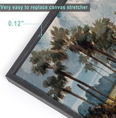 Solid Wood Canvas Floater Frame, Canvas Floating Frame with Adhesive, Canvas Frames for Oil Canvas Art Painting (16x20,Black) in Kuwait
