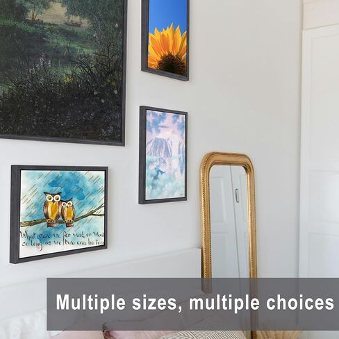 Solid Wood Canvas Floater Frame, Canvas Floating Frame with Adhesive, Canvas Frames for Oil Canvas Art Painting (16x20,Black) in Kuwait