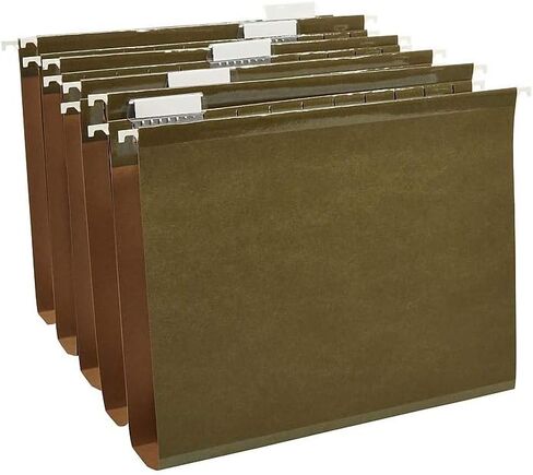 Staples Reinforced Box Bottom Hanging File Folder, 2" Expansion, 1/5-Cut Tab, Letter Size, Standard Green, 25/Box in Saudi Arabia