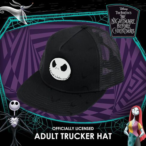 Concept One Disney The Nightmare Before Christmas Dad Hat, Jack Skellington Cotton Adult Baseball Cap with Curved Brim, Black, One Size in Saudi Arabia