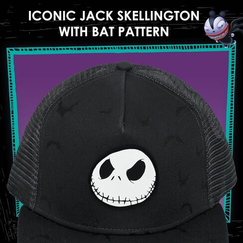 Concept One Disney The Nightmare Before Christmas Dad Hat, Jack Skellington Cotton Adult Baseball Cap with Curved Brim, Black, One Size in Saudi Arabia