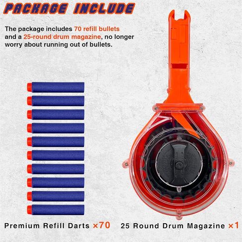 مجلة DRUM من 25 جولة تعزيز الأداء ملحق متوافق مع NERF N-Strike Elite Series Blasters (متوافق مع السهام النخبة) + 70 الرغوة الممتازة السهام in Saudi Arabia