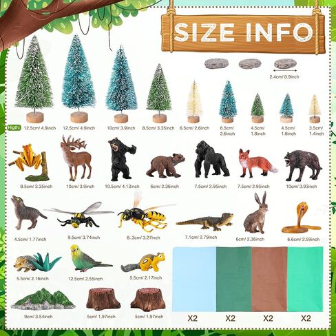 Gerrii 39 Pcs Forest Animal Diorama Kit Woodland Creatures Figurines with Trees Stones Sydney Paper Hunting Model Set for Educational Projects Nature Themed Crafts Gift in Saudi Arabia