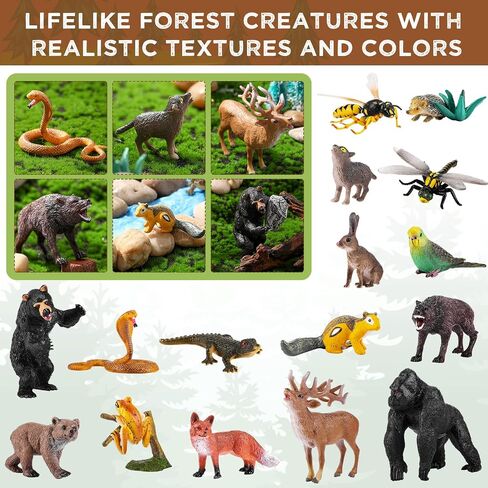 Gerrii 39 Pcs Forest Animal Diorama Kit Woodland Creatures Figurines with Trees Stones Sydney Paper Hunting Model Set for Educational Projects Nature Themed Crafts Gift in Saudi Arabia