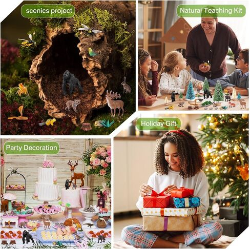 Gerrii 39 Pcs Forest Animal Diorama Kit Woodland Creatures Figurines with Trees Stones Sydney Paper Hunting Model Set for Educational Projects Nature Themed Crafts Gift in Saudi Arabia