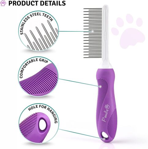 Poodle Pet Detangling Pet Comb + Black Slicker Brush Bundle in Kuwait