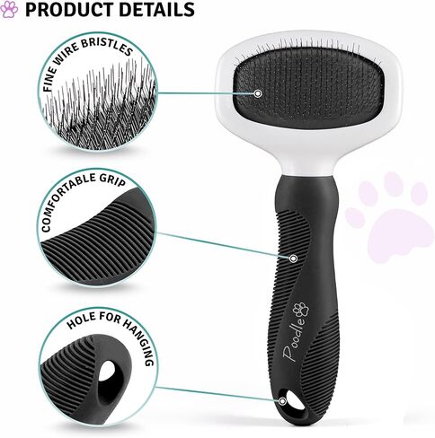 Poodle Pet Detangling Pet Comb + Black Slicker Brush Bundle in Kuwait