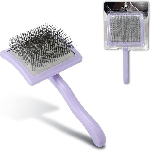 Pet Slicker Brush للشعر الطويل والقصير - أداة فصل للكلاب والقطط - دبابيس الفولاذ المقاوم للصدأ 135 درجة ، مقبض منحني - الاستمالة اللطيفة للسلالات الصغيرة/المتوسطة/الكبيرة (لافندر) in Kuwait