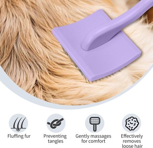 Pet Slicker Brush للشعر الطويل والقصير - أداة فصل للكلاب والقطط - دبابيس الفولاذ المقاوم للصدأ 135 درجة ، مقبض منحني - الاستمالة اللطيفة للسلالات الصغيرة/المتوسطة/الكبيرة (لافندر) in Kuwait