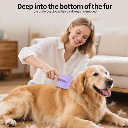 Pet Slicker Brush للشعر الطويل والقصير - أداة فصل للكلاب والقطط - دبابيس الفولاذ المقاوم للصدأ 135 درجة ، مقبض منحني - الاستمالة اللطيفة للسلالات الصغيرة/المتوسطة/الكبيرة (لافندر) in Kuwait