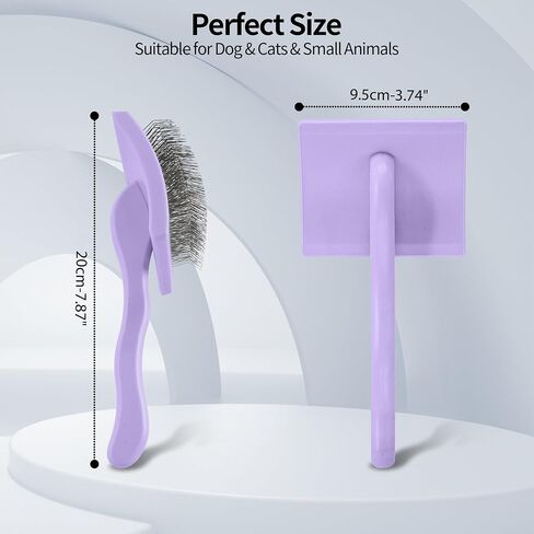 Pet Slicker Brush للشعر الطويل والقصير - أداة فصل للكلاب والقطط - دبابيس الفولاذ المقاوم للصدأ 135 درجة ، مقبض منحني - الاستمالة اللطيفة للسلالات الصغيرة/المتوسطة/الكبيرة (لافندر) in Kuwait
