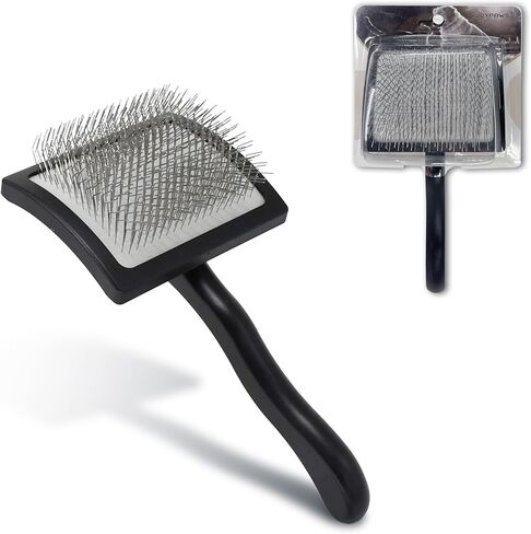 Pet Slicker Brush للشعر الطويل والقصير - أداة فصل للكلاب والقطط - دبابيس الفولاذ المقاوم للصدأ 135 درجة ، مقبض منحني - الاستمالة اللطيفة للسلالات الصغيرة/المتوسطة/الكبيرة (لافندر) in Kuwait