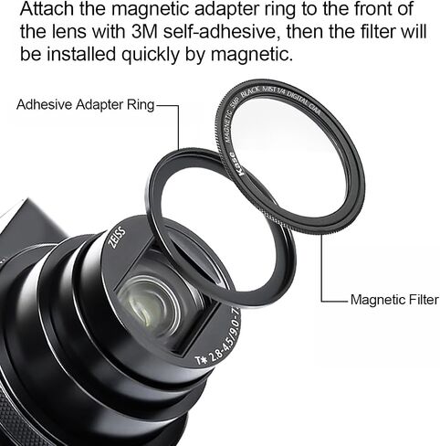 Kase Wolverine Magnetic ND64 Neutral Density ND Lens Filter with Adapter Ring for Sony ZV-1 ZV1 / RX100 VII VI V III II/for Canon G7 X Mark II/Coolpix S7000, Compact Camera Accessories in Saudi Arabia
