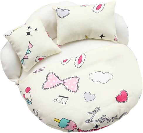 Toy Bed, Doll Furniture with 2 Pillows - Small Sleeping Bag Bed for Cute Decoration | Doll Bedroom Accessories (Beige Yellow) in Saudi Arabia