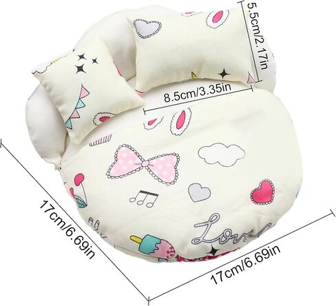 Toy Bed, Doll Furniture with 2 Pillows - Small Sleeping Bag Bed for Cute Decoration | Doll Bedroom Accessories (Beige Yellow) in Saudi Arabia