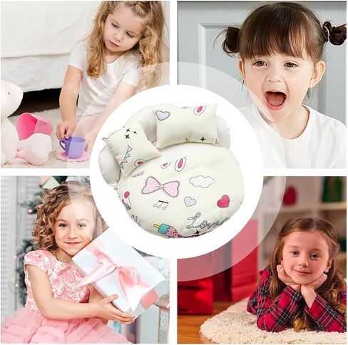 Toy Bed, Doll Furniture with 2 Pillows - Small Sleeping Bag Bed for Cute Decoration | Doll Bedroom Accessories (Beige Yellow) in Saudi Arabia